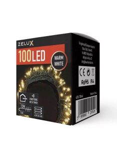   Zelux karácsonyi világítás, fényfűzér, 100 led, fehér, 12m