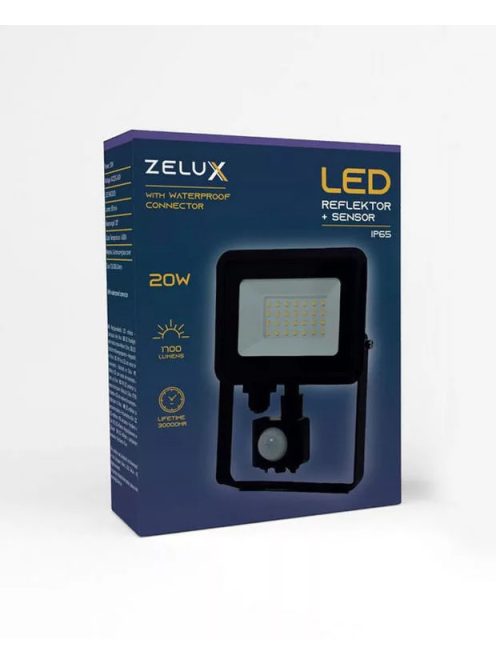 Zelux Led Reflektor 20W NW 4000K Mozgásérzékelős PIR